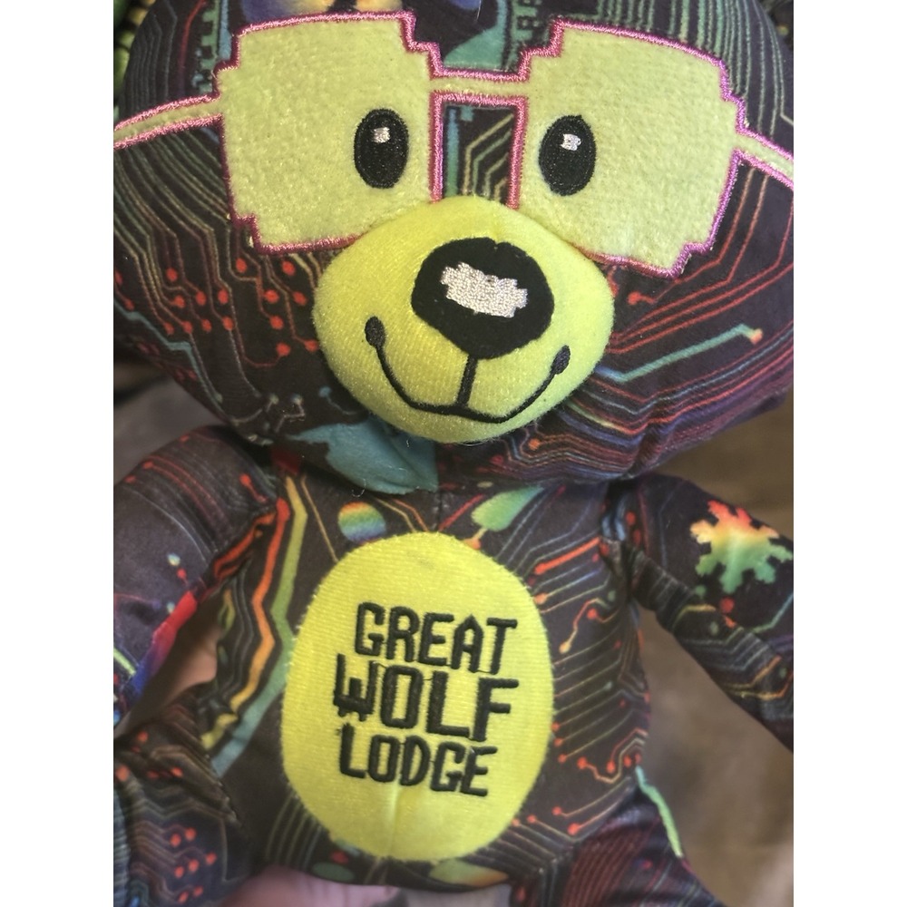 PEEK-A-BOO Neon Great Wolf Lodge Bear Sunglasses 11" Plush‎